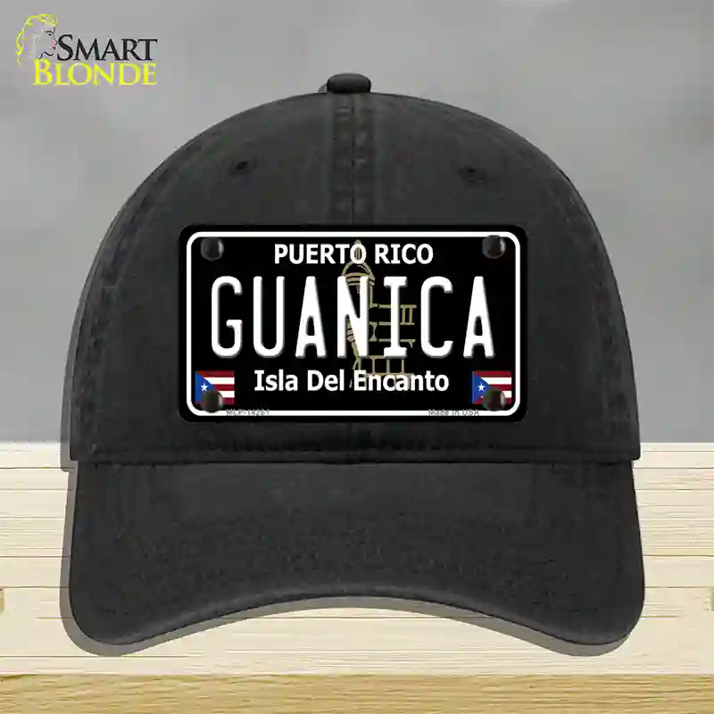 Guanica Puerto Rico Black Novelty License Plate Hat Unconstructed Cotton / Black