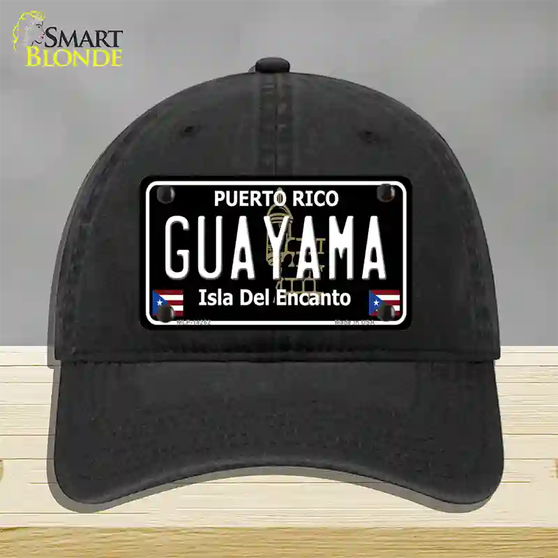 Guayama Puerto Rico Black Novelty License Plate Hat Unconstructed Cotton / Black