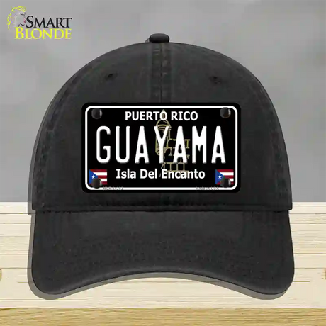 Guayama Puerto Rico Black Novelty License Plate Hat Unconstructed Cotton / Black