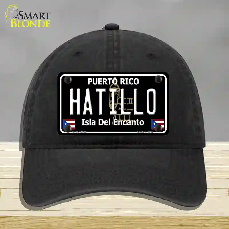 Hatillo Puerto Rico Black Novelty License Plate Hat Unconstructed Cotton / Black