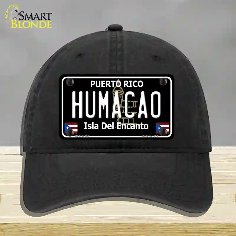 Humacao Puerto Rico Black Novelty License Plate Hat Unconstructed Cotton / Black