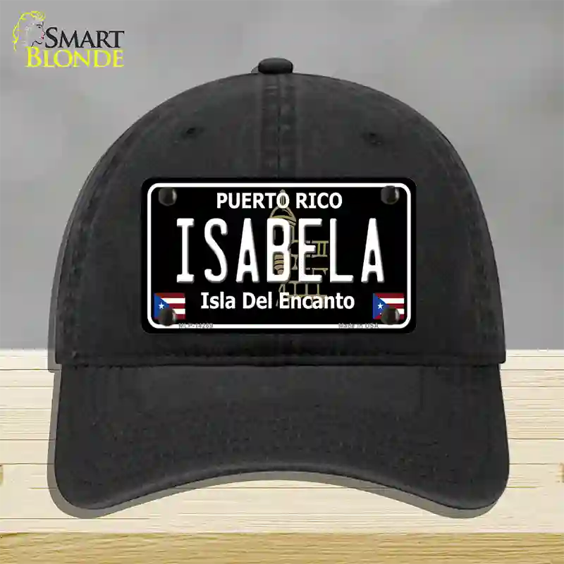 Isabela Puerto Rico Black Novelty License Plate Hat Unconstructed Cotton / Black