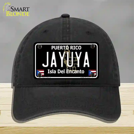 Jayuya Puerto Rico Black Novelty License Plate Hat Unconstructed Cotton / Black