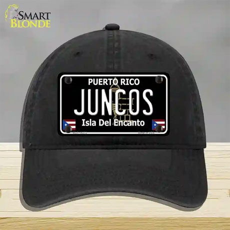 Juncos Puerto Rico Black Novelty License Plate Hat Unconstructed Cotton / Black