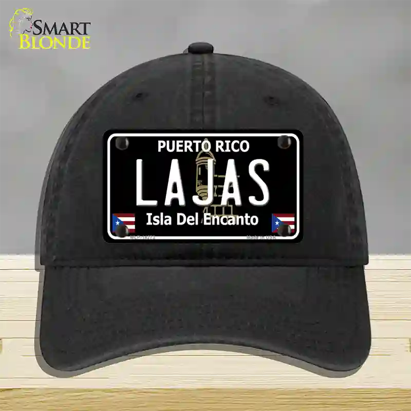 Lajas Puerto Rico Black Novelty License Plate Hat Unconstructed Cotton / Black