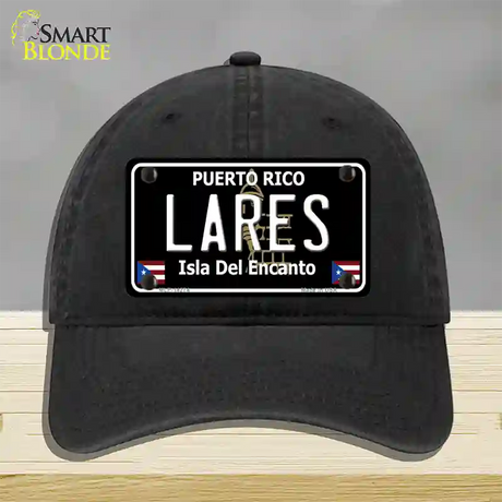 Lares Puerto Rico Black Novelty License Plate Hat Unconstructed Cotton / Black