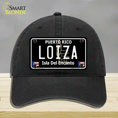 Loiza Puerto Rico Black Novelty License Plate Hat Unconstructed Cotton / Black