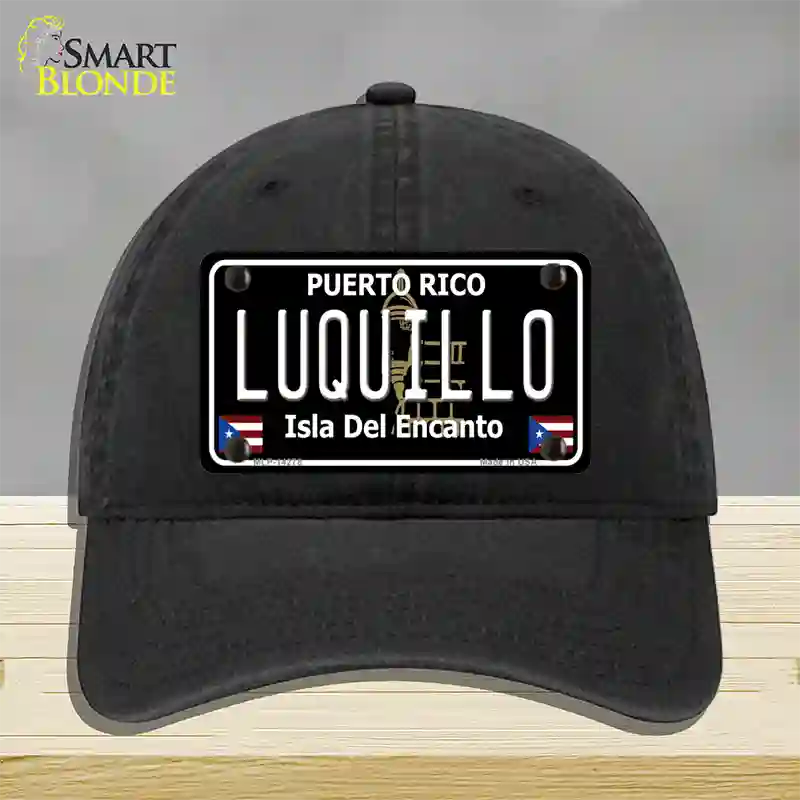 Luquillo Puerto Rico Black Novelty License Plate Hat Unconstructed Cotton / Black