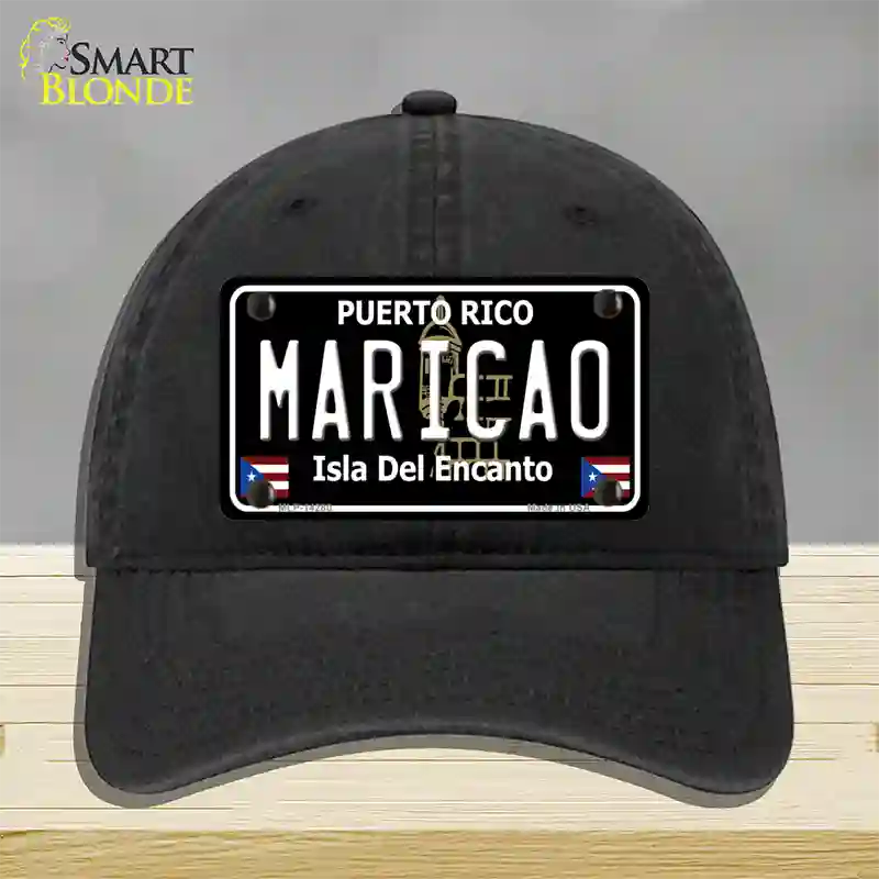 Maricao Puerto Rico Black Novelty License Plate Hat Unconstructed Cotton / Black