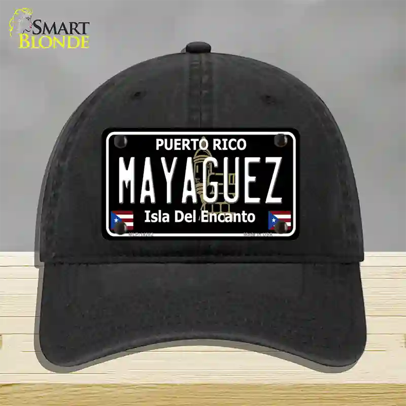 Mayaguez Puerto Rico Black Novelty License Plate Hat Unconstructed Cotton / Black