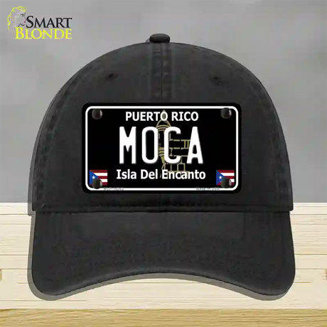 Moca Puerto Rico Black Novelty License Plate Hat Unconstructed Cotton / Black