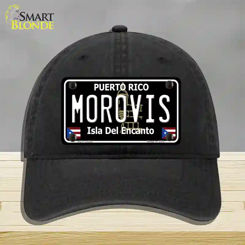 Morovis Puerto Rico Black Novelty License Plate Hat Unconstructed Cotton / Black