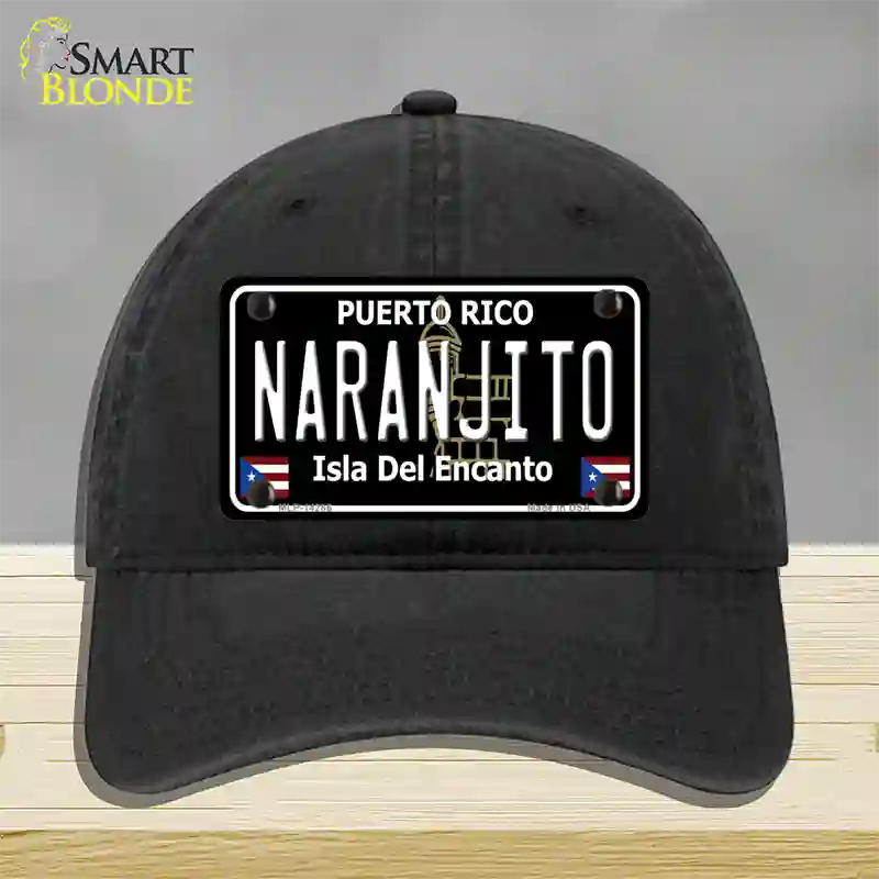 Naranjito Puerto Rico Black Novelty License Plate Hat Unconstructed Cotton / Black