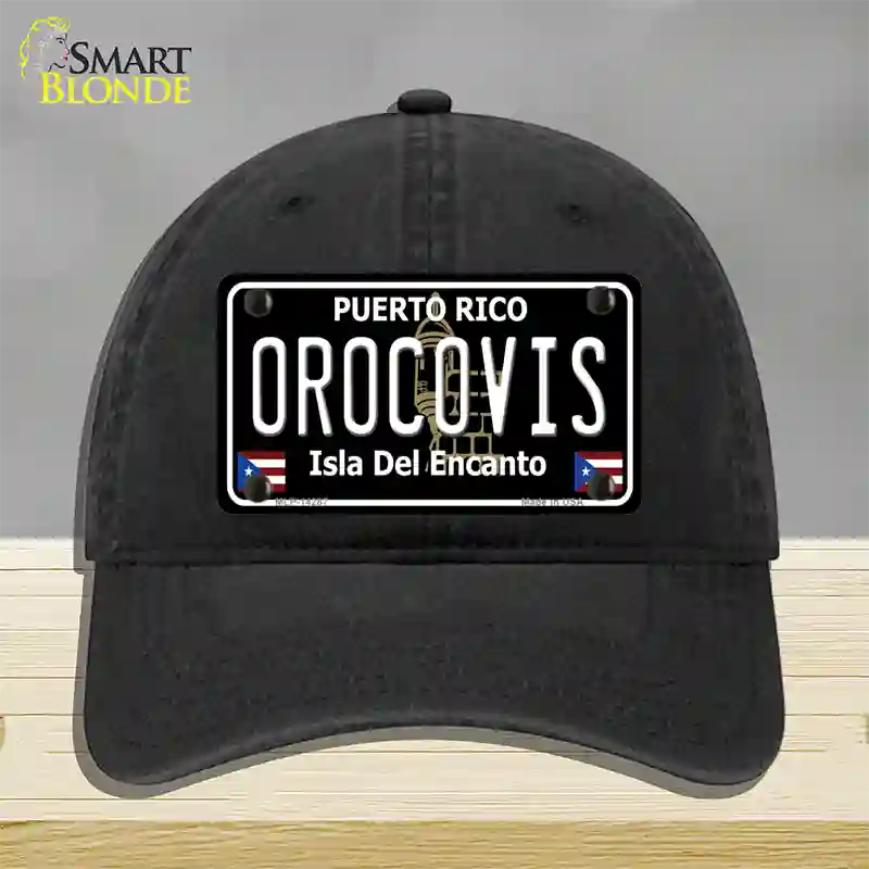 Orocovis Puerto Rico Black Novelty License Plate Hat Unconstructed Cotton / Black