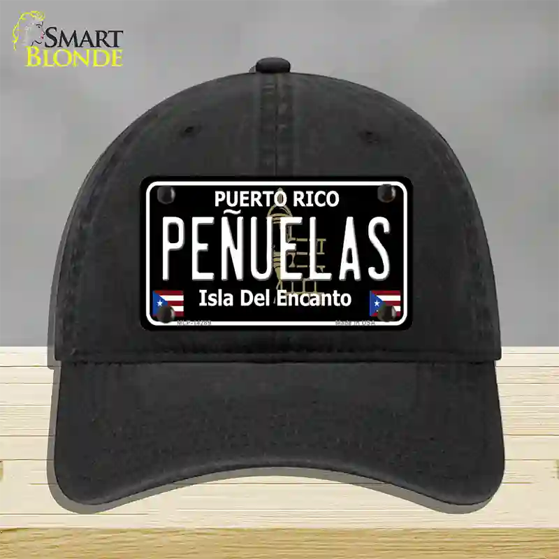 Penuelas Puerto Rico Black Novelty License Plate Hat Unconstructed Cotton / Black