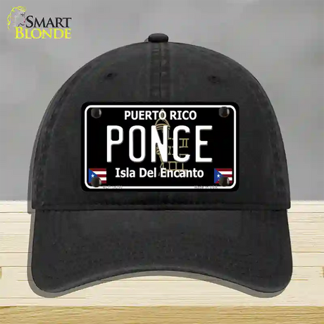 Ponce Puerto Rico Black Novelty License Plate Hat Unconstructed Cotton / Black