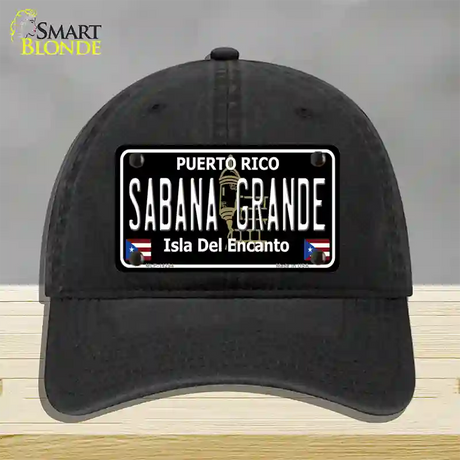 Sabana Grande Puerto Rico Black Novelty License Plate Hat Unconstructed Cotton / Black