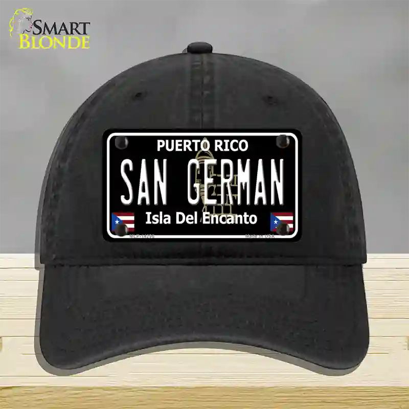 San German Puerto Rico Black Novelty License Plate Hat Unconstructed Cotton / Black