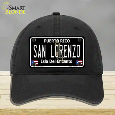 San Lorenzo Puerto Rico Black Novelty License Plate Hat Unconstructed Cotton / Black