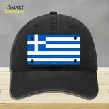 Greece Flag Novelty License Plate Hat Unconstructed Cotton / Black