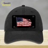 Waving American Flag Black Novelty License Plate Hat Unconstructed Cotton / Black