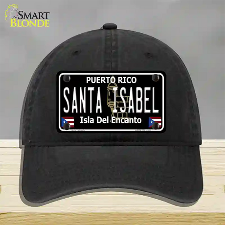 Santa Isabel Puerto Rico Black Novelty License Plate Hat Unconstructed Cotton / Black