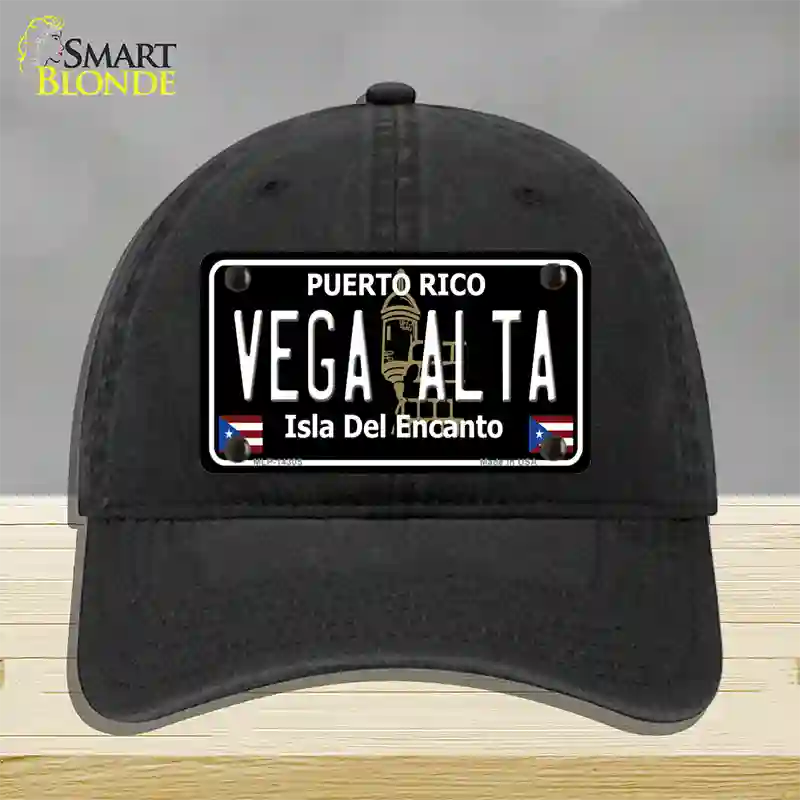 Vega Alta Puerto Rico Black Novelty License Plate Hat Unconstructed Cotton / Black