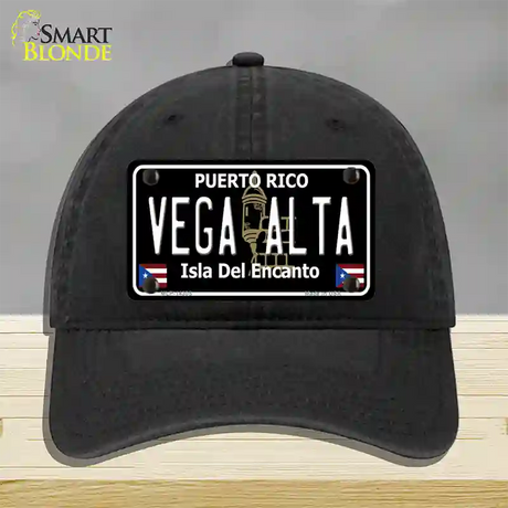 Vega Alta Puerto Rico Black Novelty License Plate Hat Unconstructed Cotton / Black