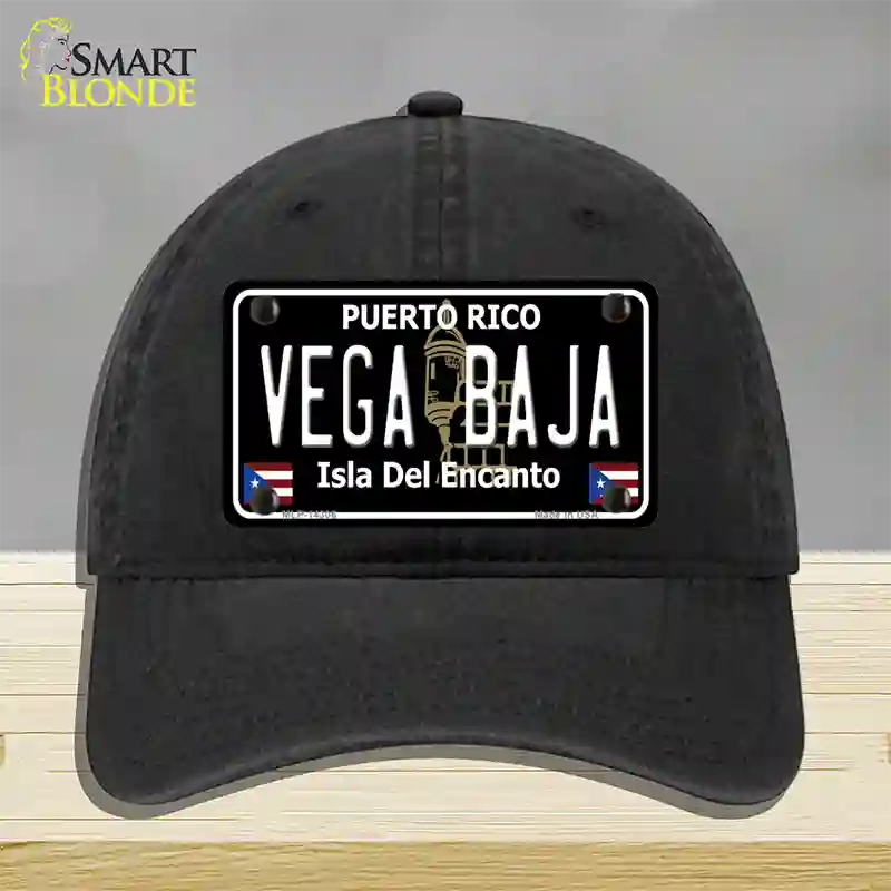 Vega Baja Puerto Rico Black Novelty License Plate Hat Unconstructed Cotton / Black