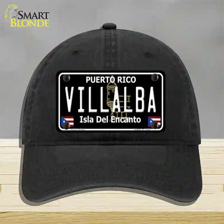 Villalba Puerto Rico Black Novelty License Plate Hat Unconstructed Cotton / Black