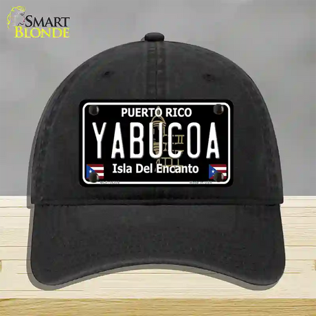 Yabucoa Puerto Rico Black Novelty License Plate Hat Unconstructed Cotton / Black