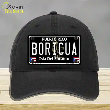 Boricua Puerto Rico Black Novelty License Plate Hat Unconstructed Cotton / Black