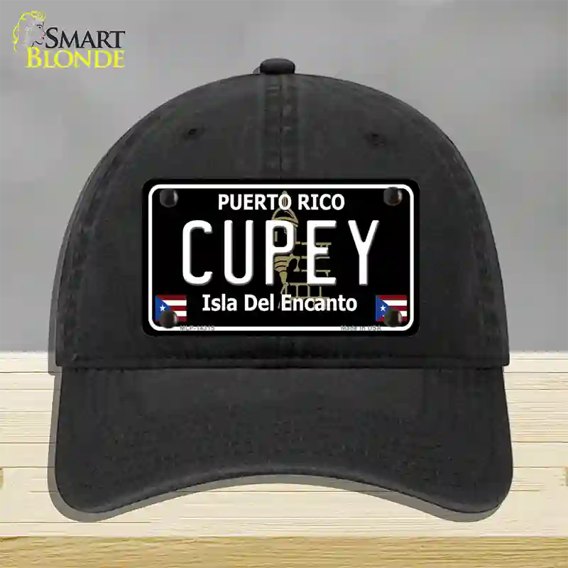 Cupey Puerto Rico Black Novelty License Plate Hat Unconstructed Cotton / Black