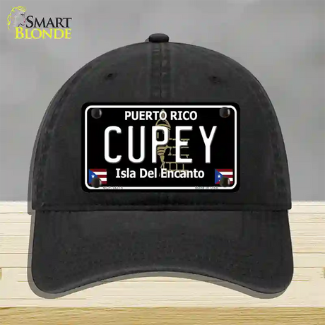 Cupey Puerto Rico Black Novelty License Plate Hat Unconstructed Cotton / Black