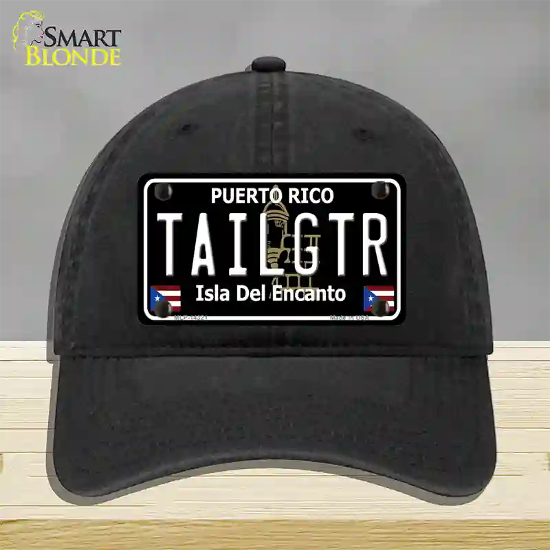 Tailgtr Puerto Rico Black Novelty License Plate Hat Unconstructed Cotton / Black