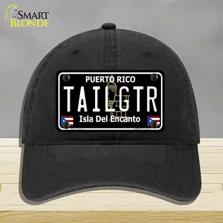 Tailgtr Puerto Rico Black Novelty License Plate Hat Unconstructed Cotton / Black