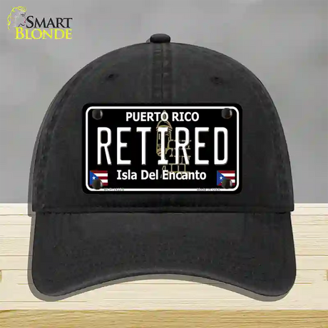 Retired Puerto Rico Black Novelty License Plate Hat Unconstructed Cotton / Black