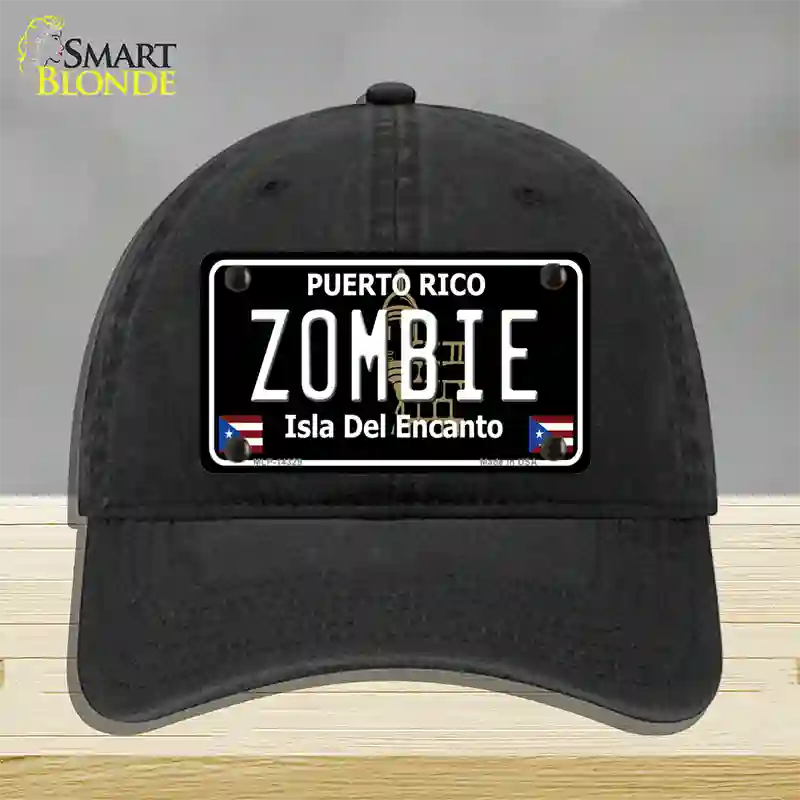 Zombie Puerto Rico Black Novelty License Plate Hat Unconstructed Cotton / Black