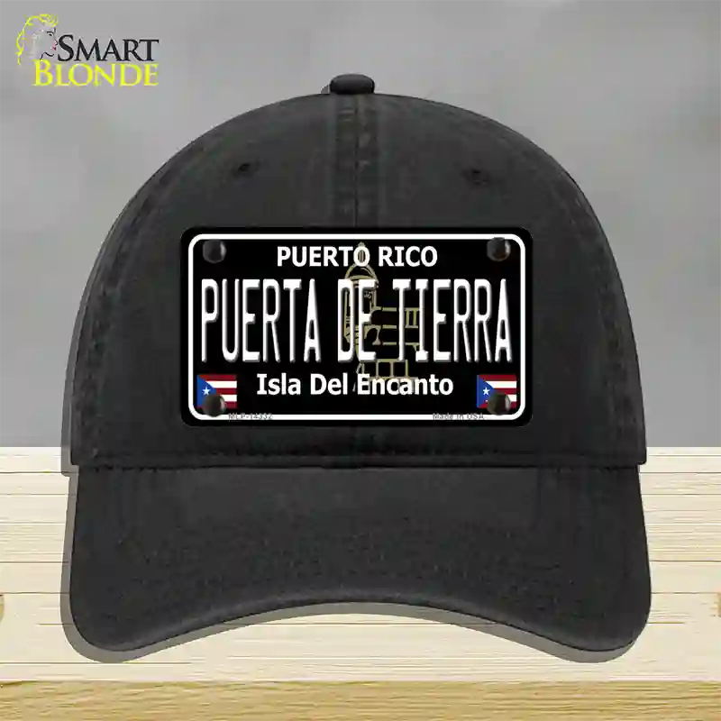 Puerta De Tierra Puerto Rico Black Novelty License Plate Hat Unconstructed Cotton / Black