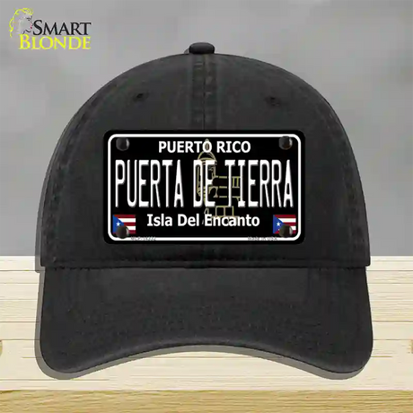 Puerta De Tierra Puerto Rico Black Novelty License Plate Hat Unconstructed Cotton / Black