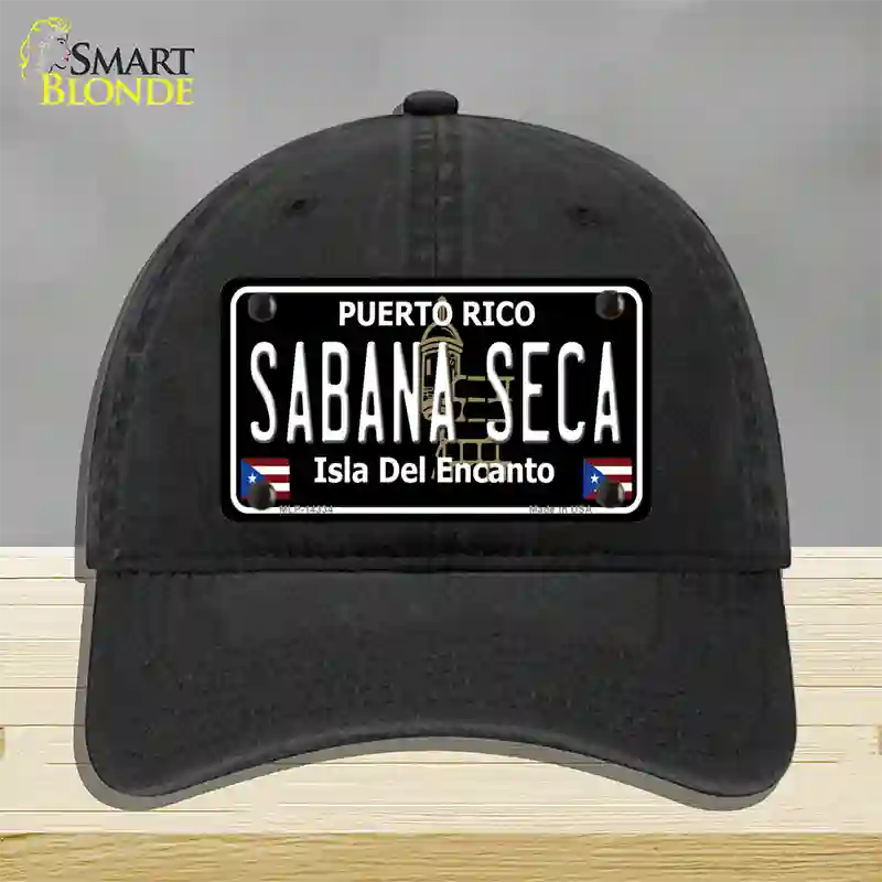 Sabana Seca Puerto Rico Black Novelty License Plate Hat Unconstructed Cotton / Black