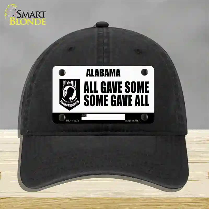 Alabama POW MIA Some Gave All Novelty License Plate Hat Unconstructed Cotton / Black