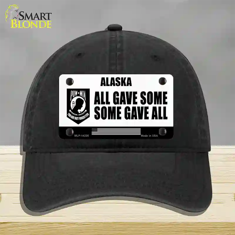 Alaska POW MIA Some Gave All Novelty License Plate Hat Unconstructed Cotton / Black