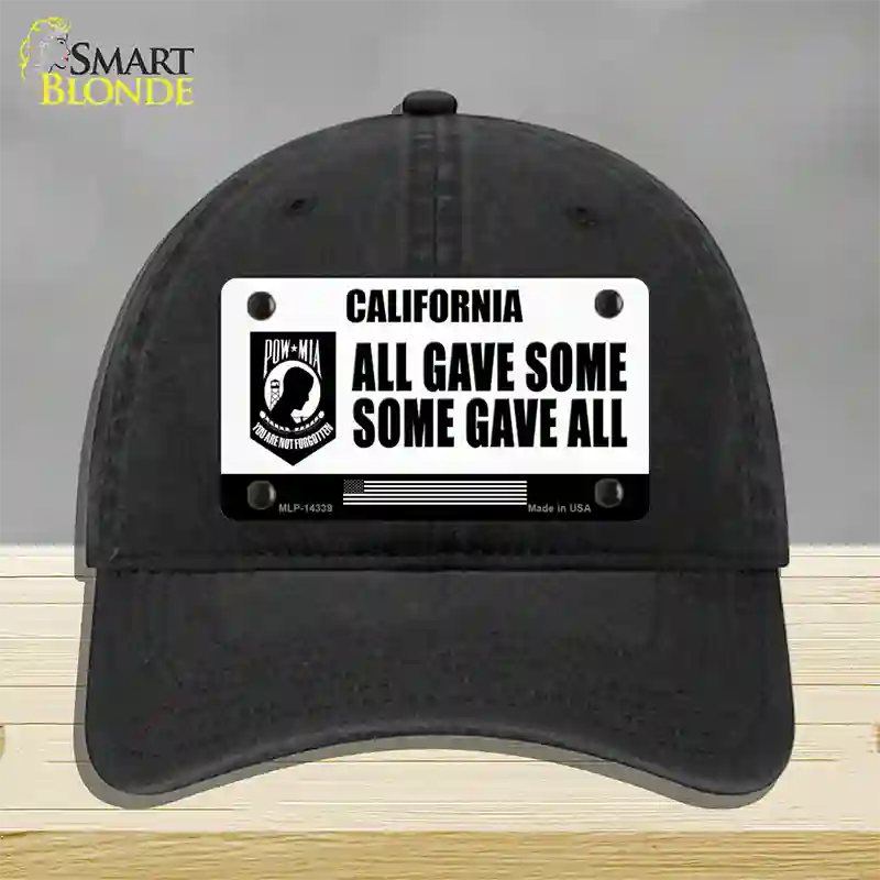 California POW MIA Some Gave All Novelty License Plate Hat Unconstructed Cotton / Black