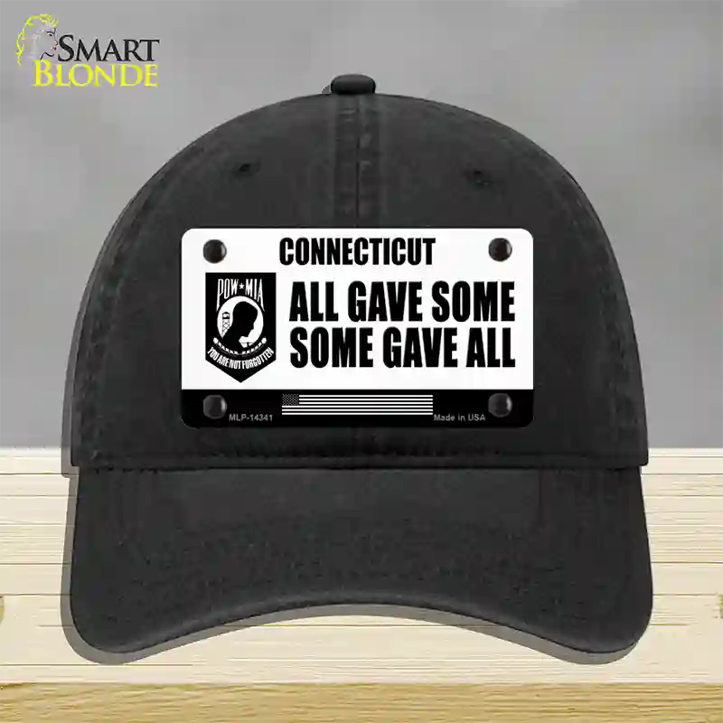 Connecticut POW MIA Some Gave All Novelty License Plate Hat Unconstructed Cotton / Black