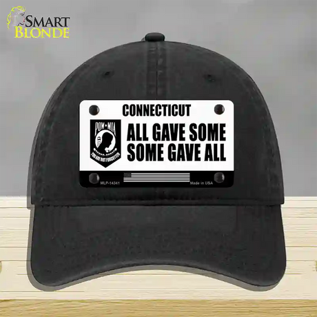 Connecticut POW MIA Some Gave All Novelty License Plate Hat Unconstructed Cotton / Black