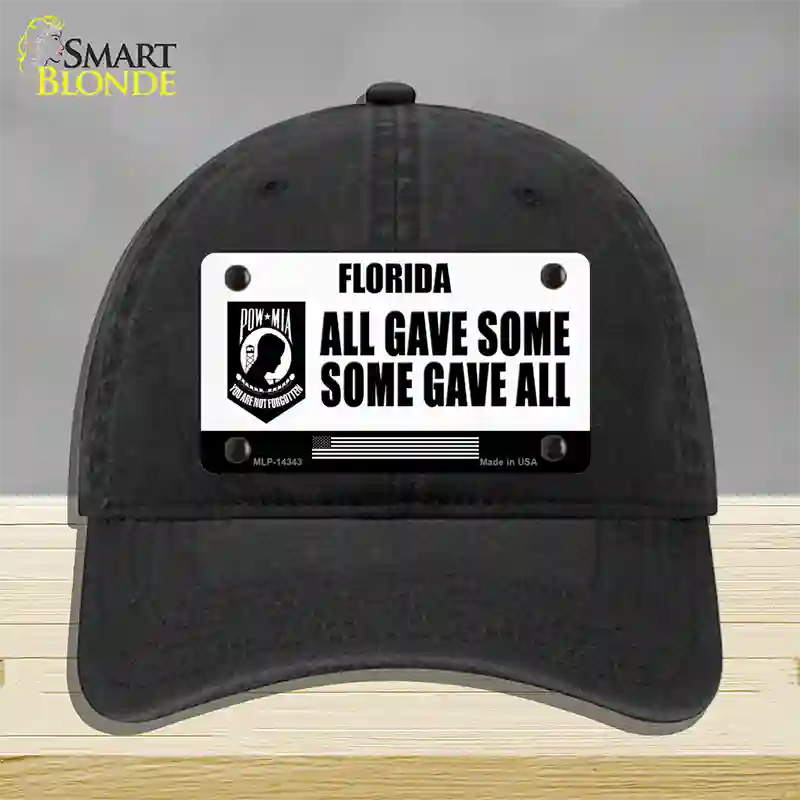 Florida POW MIA Some Gave All Novelty License Plate Hat Unconstructed Cotton / Black