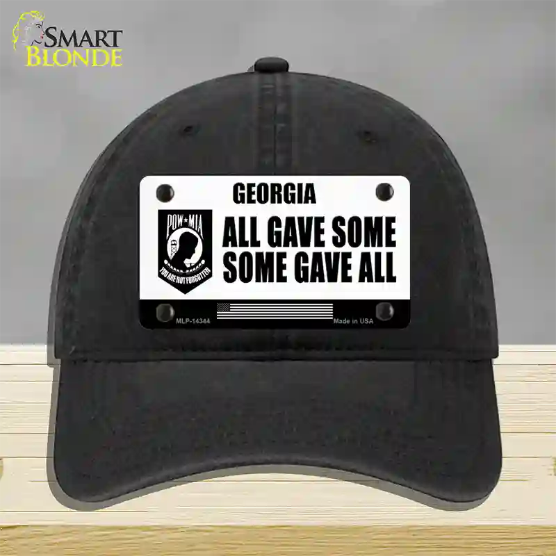 Georgia POW MIA Some Gave All Novelty License Plate Hat Unconstructed Cotton / Black