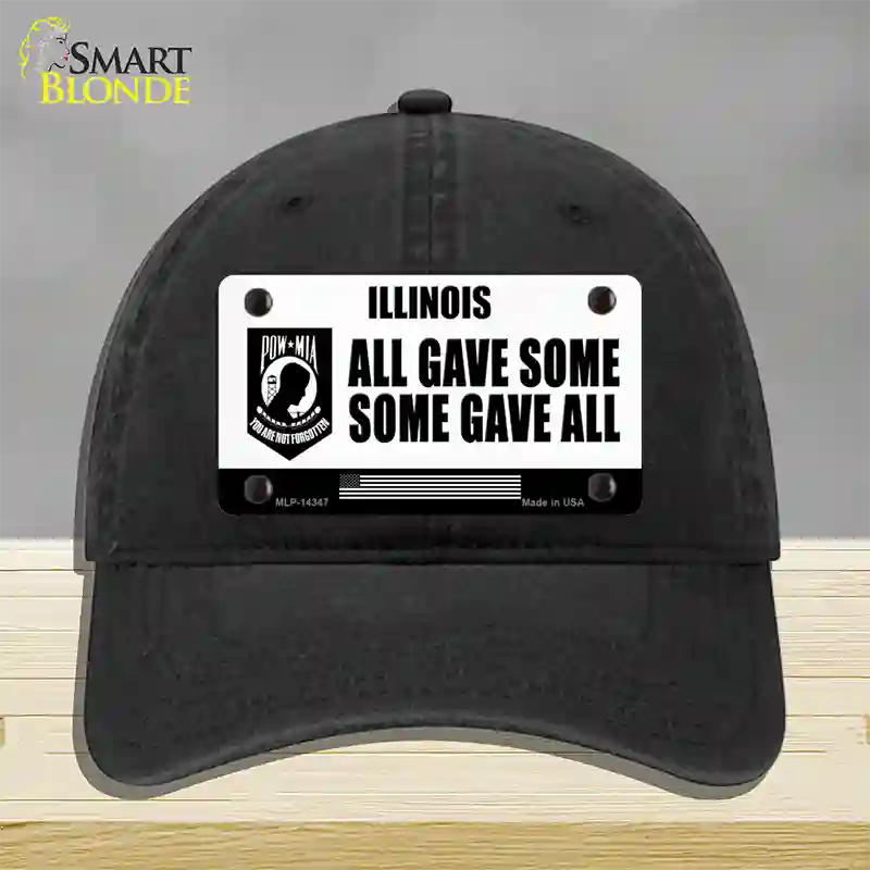 Illinois POW MIA Some Gave All Novelty License Plate Hat Unconstructed Cotton / Black