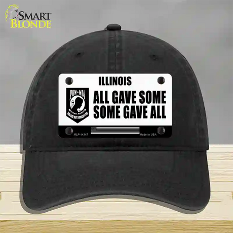 Illinois POW MIA Some Gave All Novelty License Plate Hat Unconstructed Cotton / Black